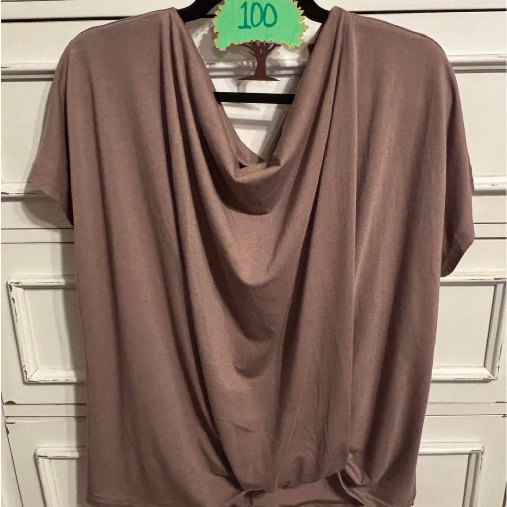 Draped Cowl Neck Women’s Blouse - Taupe